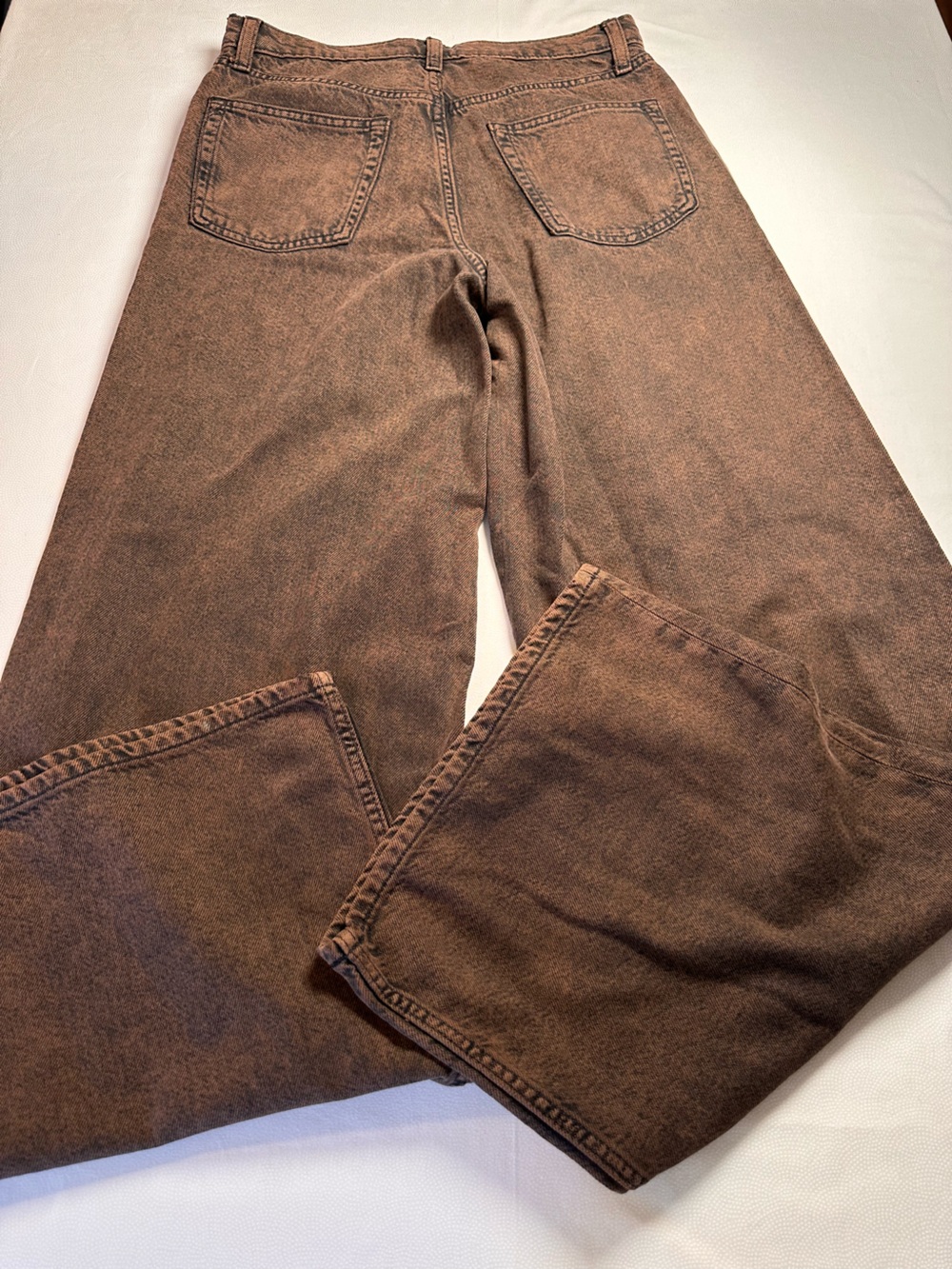 GAP Baggy Mid Rise Wide Leg Jeans Brown Copper Wash 27 Tall NWT - Picture 10 of 14
